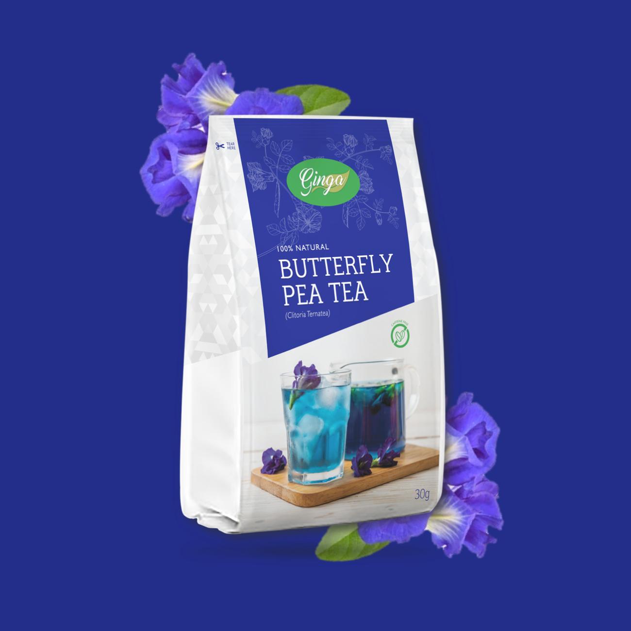 Butterfly Pea Tea Dried Flowers 30G – Ginga Food